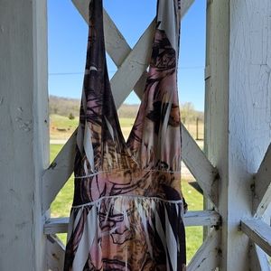 ChristinaLove butterfly halter silky dress women's size X large casual sundress